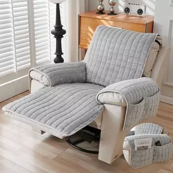1-местный фланелевый чехол для дивана-реклайнера с карманами, чехол для кресла, плюшевый чехол для дивана, нескользящий чехол для ленивого мальчика, домашний декор 1 Seat (53x190cm)S