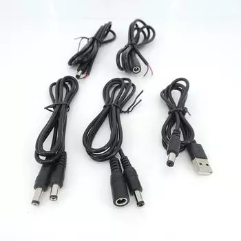 1 метр 2pin DC usb папа-папа мама провод питания diy кабель питания зарядный шнур 5.5x2.1 мм 5.5 мм x 2.1 мм разъем штекера type 5