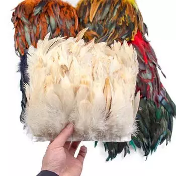 1 метр, бахрома с натуральными петушиными перьями, лента 15-20 см для рукоделия и рукоделия, вечерние аксессуары для платья из плюмы своими руками 1Meter красный