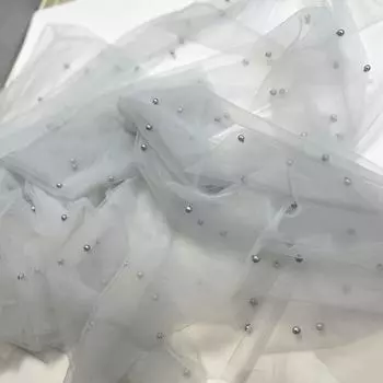 1 метр/лот 150 см шириной Ультраширокий жемчужный прозрачный фон аранжированная сетка расширенная жемчужная фата ткань для свадебного платья 1Meter*150cm wide белый