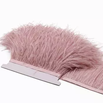 1 метр, отделка из страусиных перьев, 8-10 см, лента с шлейфами, кромка для украшения свадебного платья своими руками, аксессуары для рукоделия, оптовая продажа бежевый