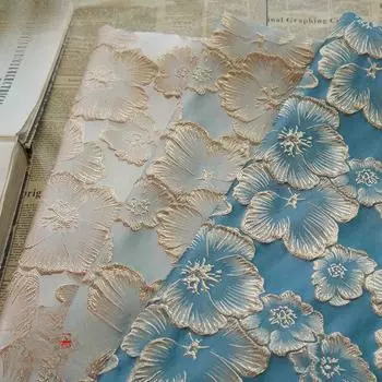 1-метровая тисненая 3D-цветочная жаккардовая ткань, элегантная винтажная цветочная ткань для женщин, платье, сумка, сделай сам, швейная текстильная подушка, занавеска 100cm