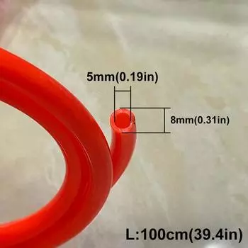 1-метровая топливная трубка для бензинового и газового трубопровода, мягкий шланг, газонаполненная труба, внешний диаметр:8мм Д:5 мм струна для цепной пилы триммера оранжевая, прозрачная,