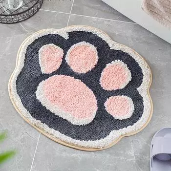 1 милый коврик для ванной в форме кошачьей лапки, одеяло для спальни, мягкий, нескользящий, впитывающий, ультратонкий волокнистый коврик для ванной комнаты серый