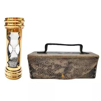 1 минута песочные часы ручной работы из латуни с компасом и кожаной коробкой, подарок на день рождения для него, жениха, свадебный подарок, рождественский декор