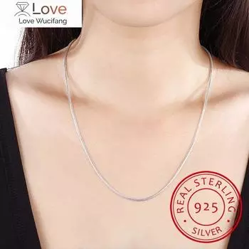 1 мм / 2 мм 925 Серебряная цепочка-змейка, ожерелья, ювелирные изделия, женские чокеры из стерлингового серебра, ожерелье, аксессуар