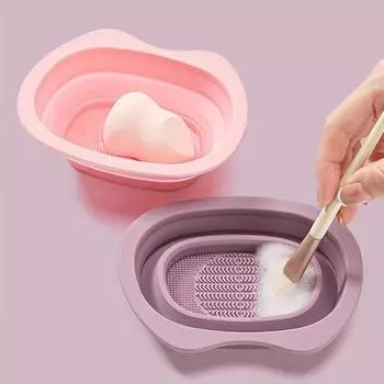 1 многофункциональная складная салфетка для чистки кистей для макияжа, подходящая для легкой очистки косметических миксеров, спонжей и кистей серый