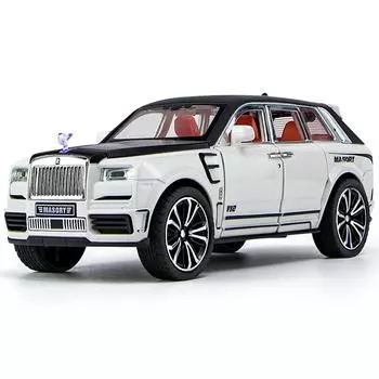 1:Модель автомобиля из 32 сплавов для Rolls Royce Cullinan, игрушечный автомобиль с откатным механизмом из цинкового сплава со звуком и светом, роскошный внедорожник, миниатюрный металлический автомобиль, коллекционный подарок 1/32-size: 17*6.5*5.7cm чёрн