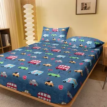 1 мультяшная забавная матовая простыня на резинке с принтом, печатное покрывало для спальни, постельное белье (исключая наволочки) 90x200cm