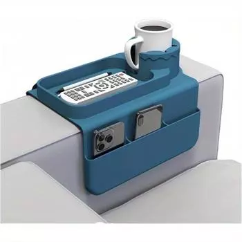 1 многофункциональный поднос для дивана - вместительный силиконовый поднос для напитков и пульта дистанционного управления, подходит для подлокотников размером 4,3 дюйма и более Pack of 1