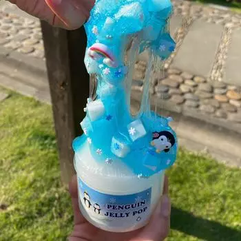 1 набор 270 мл кристальной грязи в виде пингвина, игрушка для снятия стресса, украшение своими руками, герметичное хранение, трудно высыхает и трескается синий