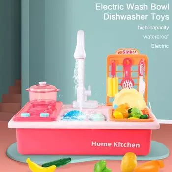 1 набор 28 шт/22 шт премиум вращающиеся краны имитация ролевых игр игрушки дети имитация посудомоечной машины игрушечный набор подарок B розовый