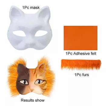 1 Набор/3 шт. Набор для масок DIY Маска-полумаска животного из бумажной массы Пустая маска Инструменты для изготовления масок Набор материалов для ручной работы 7 цветов