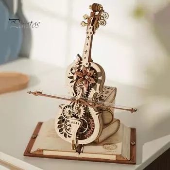 1 набор 3D-головоломка, модель виолончели, для детей и взрослых, деревянная скрипичная музыкальная шкатулка, резьба по дереву, виолончель, книга-головоломка, строительная игрушка, украшение для домашнего офиса и рабочего стола violin
