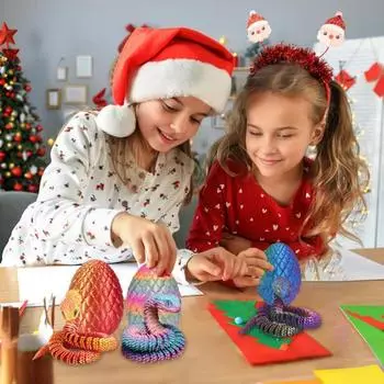 1 набор 3D-печатных фигурок в виде яйца змеи с подвижными суставами, игрушка-фиджет в виде яйца змеи с шарнирной змеей внутри, украшение для рабочего стола