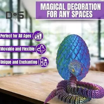 1 набор 3D-печатных фигурок в виде яйца змеи с подвижными суставами, игрушка-фиджет в виде яйца змеи с шарнирной змеей внутри, украшение для рабочего стола