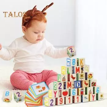 1 набор деревянных блоков ABC для малышей с 20 карточками, ящик для хранения, обучающая игра на написание букв, для мальчиков и девочек, строительный блок с цифрами и алфавитом 1 Set