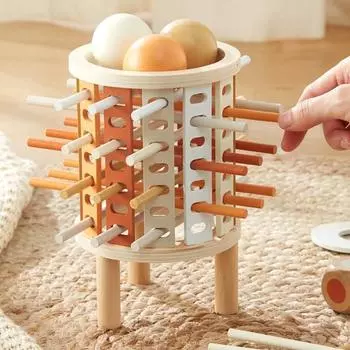 1 набор деревянных игральных костей с 28 палочками и 3 шариками для развития мелкой моторики, счета палочками, образовательной настольной игры для малышей и мальчиков и девочек в подарок A