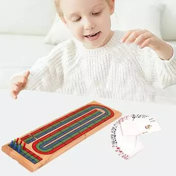 1 набор деревянных игровых столов «Криббидж» с игральными картами и колышками интерактивный