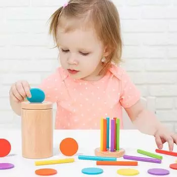 1 набор деревянных игрушек для сортировки цветов, развивающих мелкую моторику, стаканчик для сопоставления цветов A