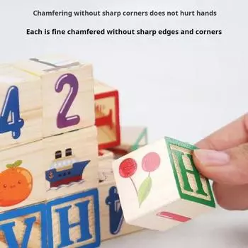 1 набор деревянных строительных блоков для детей с ящиком для хранения дошкольных игрушек для обучения буквам и числам, обучающая головоломка для кубиков, игра для малышей 1 Set
