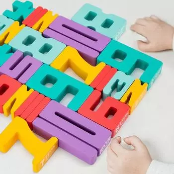 1 набор деревянных строительных блоков с кубиками для обучения цифровому блокированию