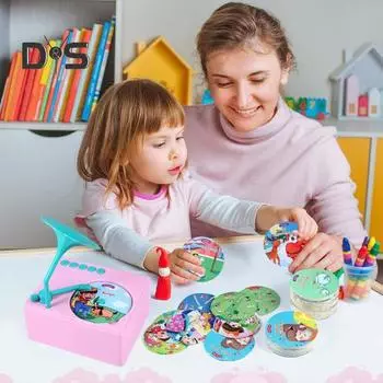 1 набор детских игрушек-граммофонов с 48 карточками для раннего образования детей, музыкальный проигрыватель, магнитофон, музыкальная шкатулка, интерактивная игрушка для повествования розовый