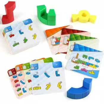 1 набор детских строительных блоков «Башня» с 40 карточками с заданиями, сделай сам, цилиндрическая башня, игра для укладки, для малышей, мальчиков и девочек, развивающая игрушка-головоломка из блоков A