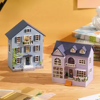 1 набор DIY модель дома ручная работа практическая способность милый декоративный деревянный особняк сборка игрушка детский подарок синий