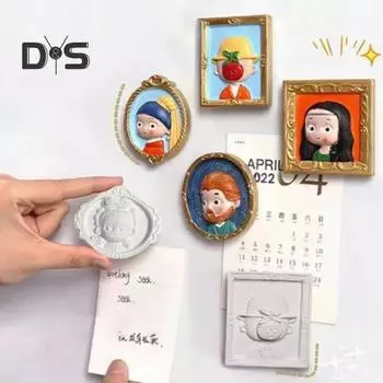 1 набор DIY раскрашивание гипсовой куклы набор с палитрой ручек краска всемирно известная картина 3D гипсовая кукла белый эмбрион магнит на холодильник украшение для дома 1 Set