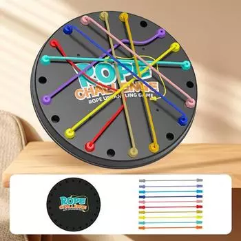 1 набор для детей, игра-головоломка «Распутывание веревки», головоломка «Узлы из скрученной веревки», головоломка «Логическое мышление», «Интерактивная эластичная веревка» чёрный