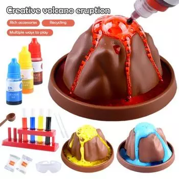 1 набор для детей, извергающихся вулканов, научный набор для студентов, вулканический взрыв, обучение, самодельная лабораторная работа, STEM-проекты, образовательный научный эксперимент, игрушка 1 Set