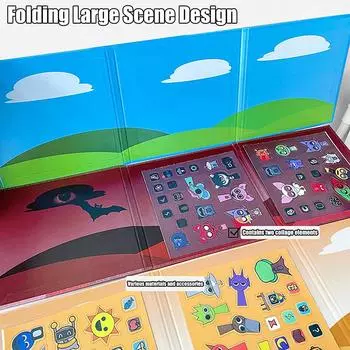 1 набор для детей, сделай сам, вырезай из бумаги, книга Sprunki Incrediblebox, 18 см, большая магнитная тихая книга, магнитная игрушка, подарок на день рождения