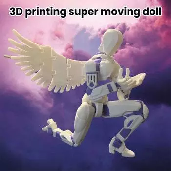 1 набор фигурок 3D-печатных многосочлененных подвижных роботов с крыльями для украшения дома