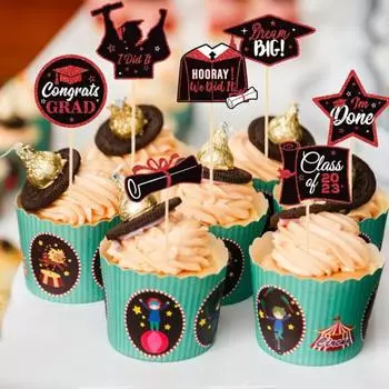 1 набор гладких украшений для кексов, небольшой привлекательный топпер для выпускного 2023 года синий