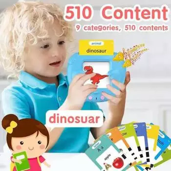 1 набор говорящих флеш-карточек, обучающая игрушка с 112/255 карточками, машина для раннего обучения детей, путешествия, дошкольники, малыши, алфавит, слова, чтение, обучающая игрушка A синий