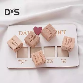 1 набор игральных костей для принятия решений для пар, 5 деревянных игральных костей и набор игральных костей для свиданий, игральные кости для еды на День святого Валентина, девичник, свадебный подарок A