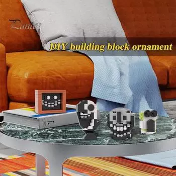 1 набор игровых блоков ужасов, фигурка для детей и взрослых, образовательная сборка из микрочастиц, коллекционная игрушка, украшение для рабочего стола, орнамент чёрный