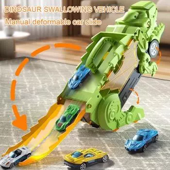 1 набор игрушечных грузовиков для перевозки динозавров с 12 литыми автомобилями из сплава Тираннозавр синий