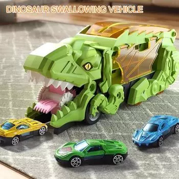 1 набор игрушечных грузовиков для перевозки динозавров с 12 литыми автомобилями из сплава синий