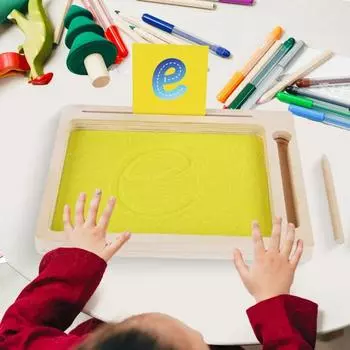 1 набор игрушек для детского песочного лотка с карточками, ручкой, буквами, цифрами, животными, для дошкольного обучения, письма и рисования песком, деревянная доска, обучающая игрушка set