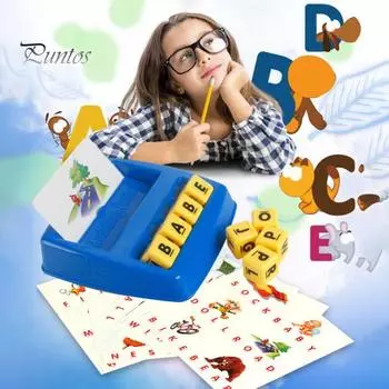 1 набор игрушек для изучения английского языка с подносом, 30 карточек, 8 блоков с буквами, для детей раннего образования, игра на сопоставление алфавита, обучающая игрушка для малышей и мальчиков синий