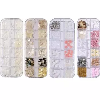 1 набор из 4 бутылочек 12 видов деталей для ногтей Siyanwon.