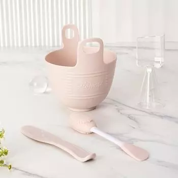 1 набор кистей для нанесения маски для лица с гладкой поверхностью, пищевая, с двойной головкой, большой емкости, не вызывающая раздражения, миска для смешивания маски для лица с ложкой-аппликатором для розовый