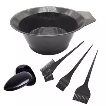 1 набор кистей для окрашивания волос, расчесок, перчаток, чехлов, зажимов, парикмахерских инструментов чёрный