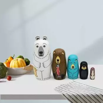 1 набор красочных деревянных игрушек с рисунком белого медведя прочный изысканный подарок на день рождения укладка
