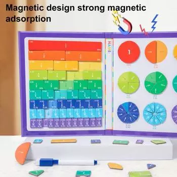 1 набор магнитных плиток с дробями, кругами, процентами, десятичными дробями, изучением математики, манипулятивными материалами для элементарного уровня