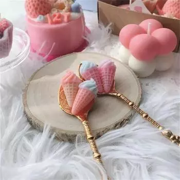 1 набор мини-маленьких сливочных рожков, силиконовых форм для свечей с ароматом мороженого, декора торта, симпатичных мини-формочек для свечей с ароматом мороженого