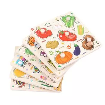 1 набор мультяшных животных, дорожное движение, доски для захвата, деревянные головоломки, игрушки Монтессори для детей, раннее обучение, образовательная игрушка