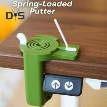 1 набор настольных игрушек для гольфа, напечатанных на 3D-принтере, с мячами, трубка возврата мяча под столом, крепление на столе, пружинный паттер, настольная игра для гольфа для взрослых игроков в гольф зелёный